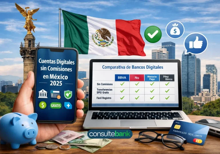 Cuentas digitales sin comisiones en México: comparativa real - Consulte Bank