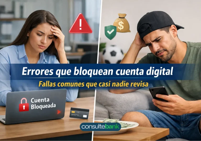 Errores que bloquean cuenta digital: fallas comunes - Consulte Bank